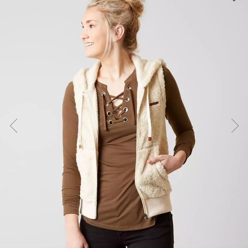 LIKE NEW! Billabong from Buckle Side By Side Zip Up Hooded Vest ~Size S~